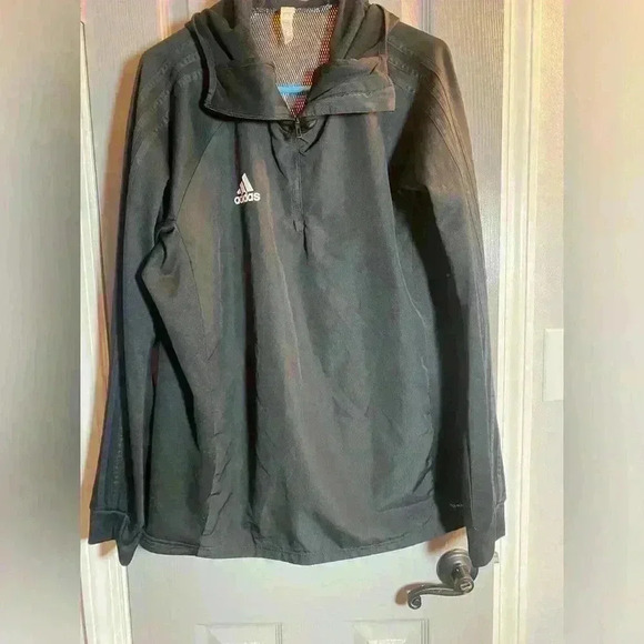 Adidas Mens Climawarm 1/4 zip pullover Hooded Jacket in black size Large - Picture 1 of 10